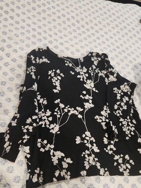 Lane Bryant Black and White Floral Sweatshirt